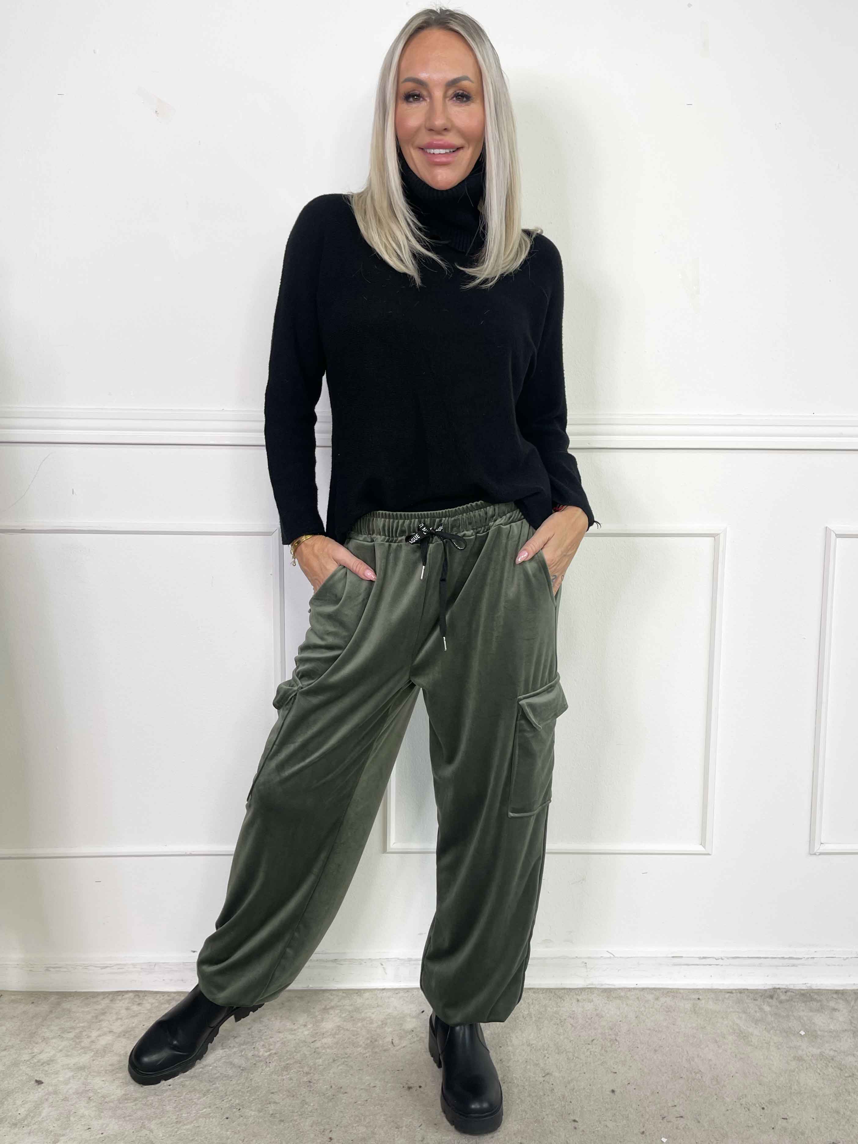 Pippa - Bløde cargobukser i velour